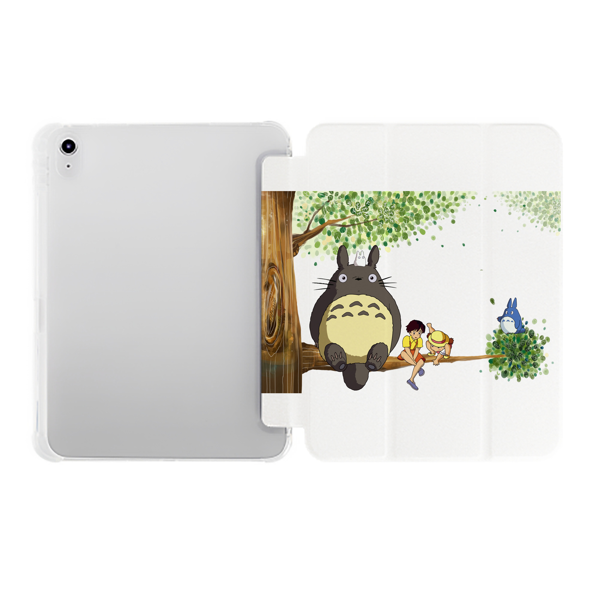 （画像用） となりのトトロ 草壁メイ 草壁サツキ My Neighbor Totoro Satsuki Kusakabe Mei Kusakabe IPad ケース ペン収納付き 三つ折りスタンド PUレザー×シリコン 対応機種9.5/10.5/10.9インチ